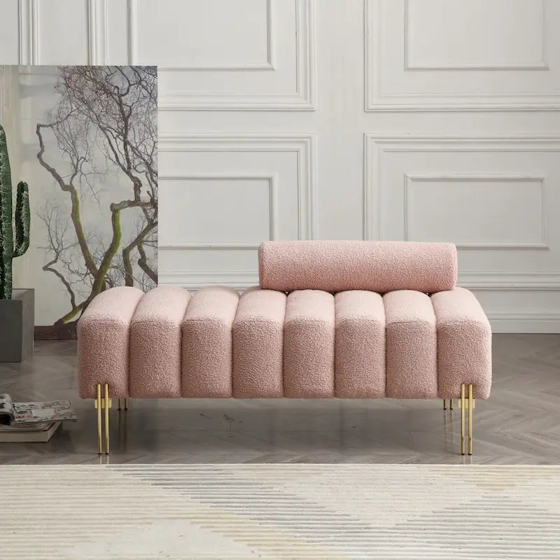 Banc rembourré en fausse fourrure avec dossier réglable, une place — Marron / Bleu clair / Noir / Rose / Beige
