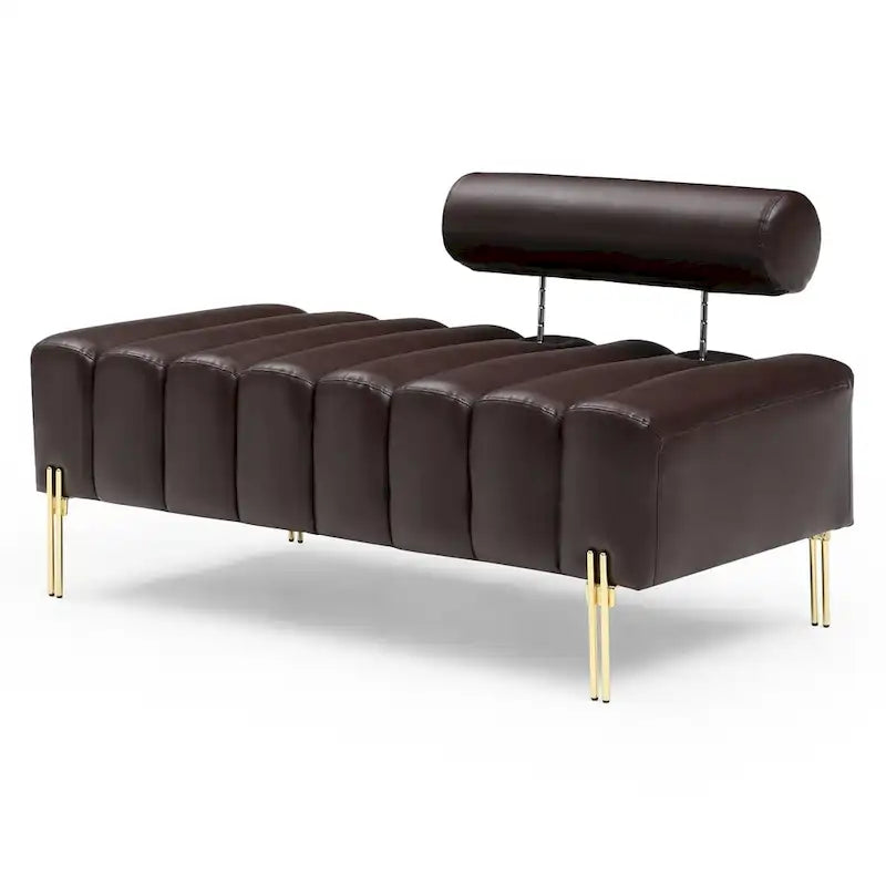 Banc rembourré en fausse fourrure avec dossier réglable, une place — Marron / Bleu clair / Noir / Rose / Beige