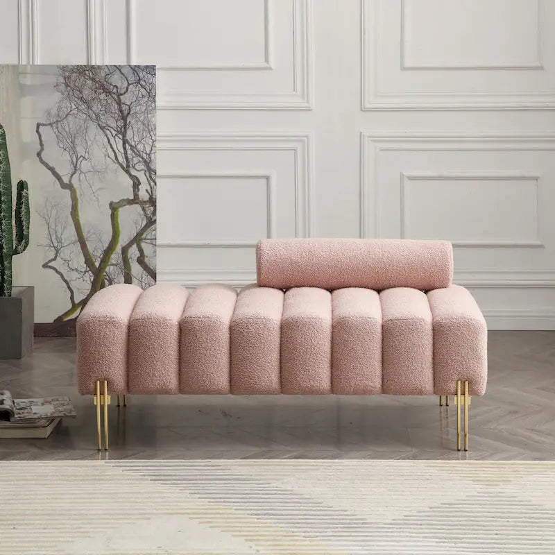 Banc rembourré en fausse fourrure avec dossier réglable, une place — Marron / Bleu clair / Noir / Rose / Beige
