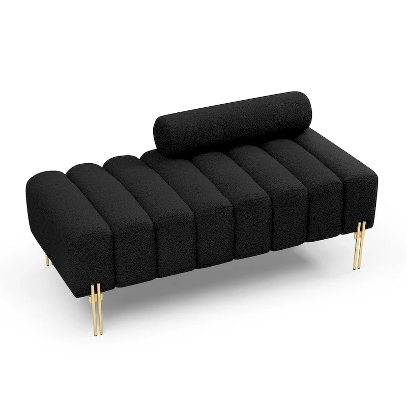 Banc rembourré en fausse fourrure avec dossier réglable, une place — Marron / Bleu clair / Noir / Rose / Beige
