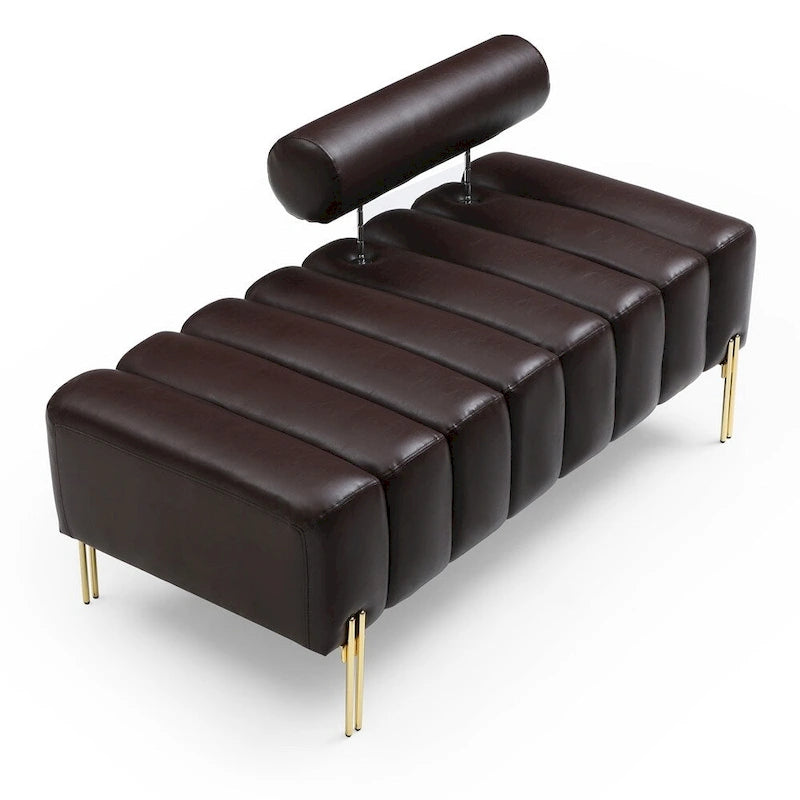 Banc rembourré en fausse fourrure avec dossier réglable, une place — Marron / Bleu clair / Noir / Rose / Beige