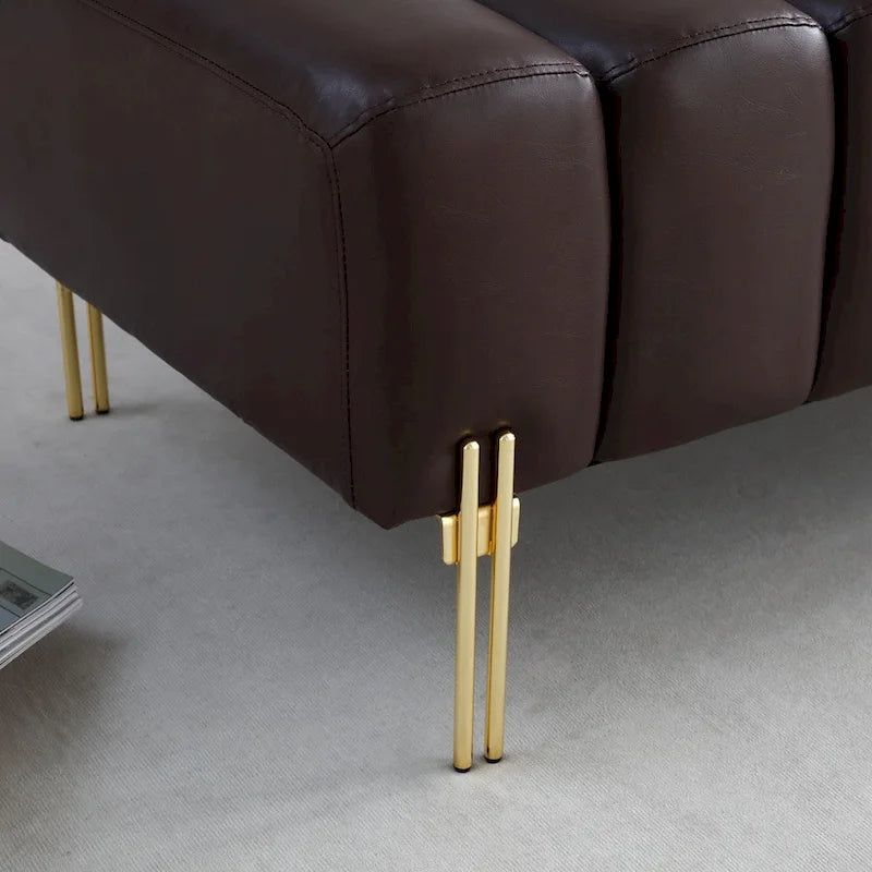 Banc rembourré en fausse fourrure avec dossier réglable, une place — Marron / Bleu clair / Noir / Rose / Beige