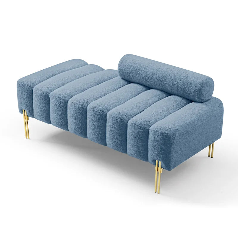 Banc rembourré en fausse fourrure avec dossier réglable, une place — Marron / Bleu clair / Noir / Rose / Beige