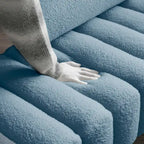 Banc rembourré en fausse fourrure avec dossier réglable, une place — Marron / Bleu clair / Noir / Rose / Beige