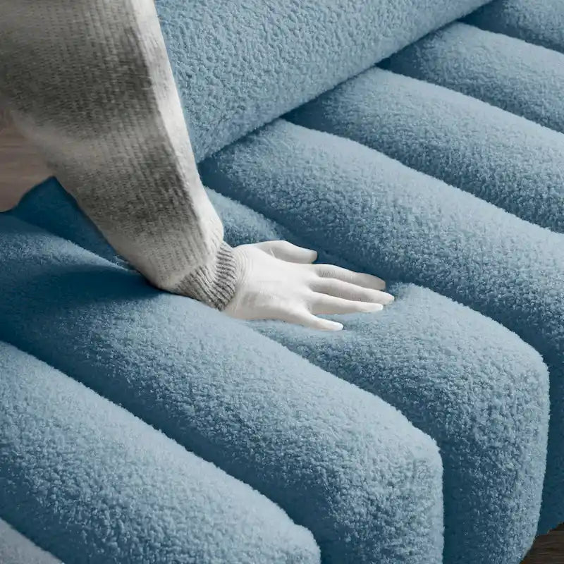 Banc rembourré en fausse fourrure avec dossier réglable, une place — Marron / Bleu clair / Noir / Rose / Beige