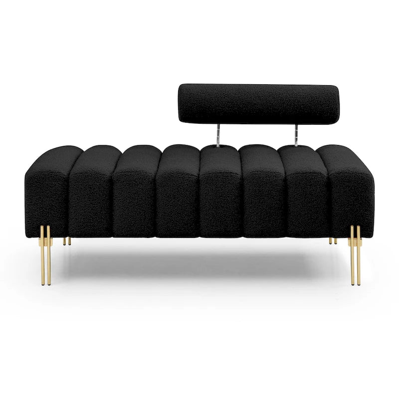 Banc rembourré en fausse fourrure avec dossier réglable, une place — Marron / Bleu clair / Noir / Rose / Beige