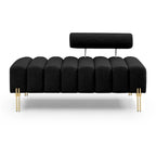 Banc rembourré en fausse fourrure avec dossier réglable, une place — Marron / Bleu clair / Noir / Rose / Beige