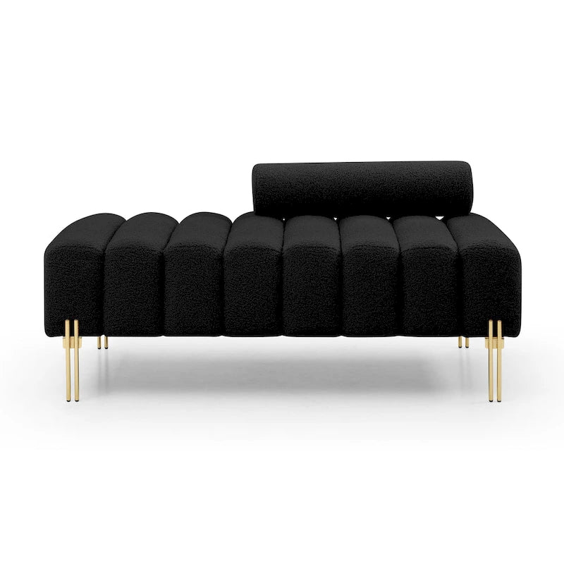 Banc rembourré en fausse fourrure avec dossier réglable, une place — Marron / Bleu clair / Noir / Rose / Beige