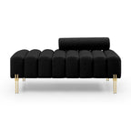 Banc rembourré en fausse fourrure avec dossier réglable, une place — Marron / Bleu clair / Noir / Rose / Beige