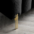 Banc rembourré en fausse fourrure avec dossier réglable, une place — Marron / Bleu clair / Noir / Rose / Beige