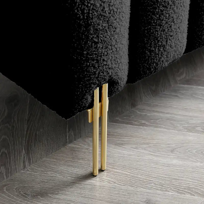 Banc rembourré en fausse fourrure avec dossier réglable, une place — Marron / Bleu clair / Noir / Rose / Beige