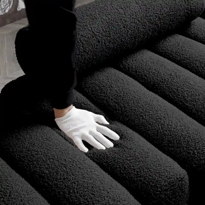 Banc rembourré en fausse fourrure avec dossier réglable, une place — Marron / Bleu clair / Noir / Rose / Beige