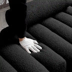 Banc rembourré en fausse fourrure avec dossier réglable, une place — Marron / Bleu clair / Noir / Rose / Beige