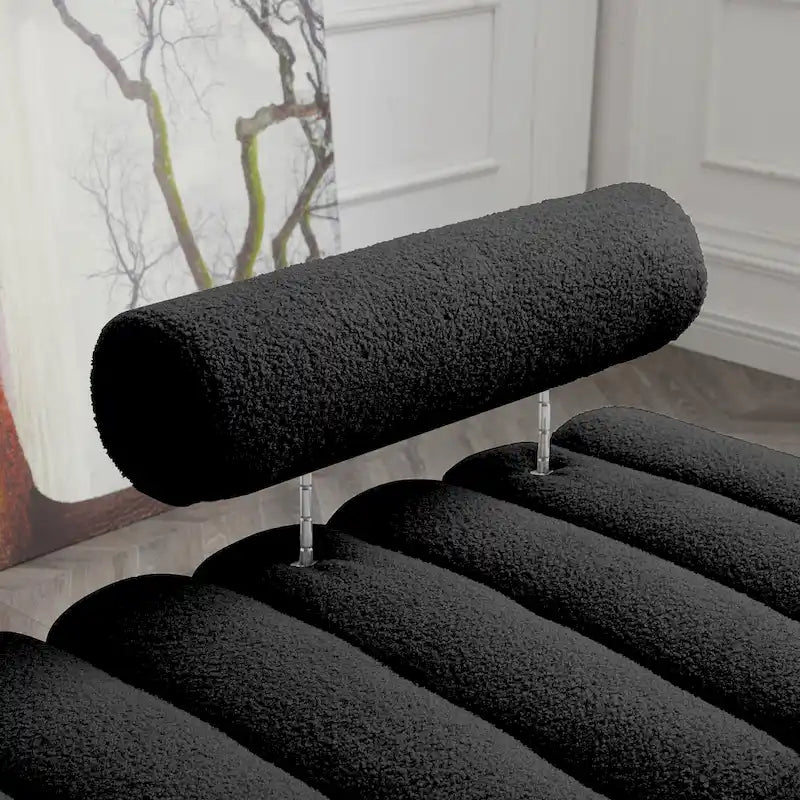 Banc rembourré en fausse fourrure avec dossier réglable, une place — Marron / Bleu clair / Noir / Rose / Beige