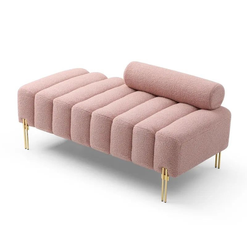 Banc rembourré en fausse fourrure avec dossier réglable, une place — Marron / Bleu clair / Noir / Rose / Beige