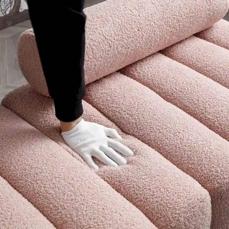 Banc rembourré en fausse fourrure avec dossier réglable, une place — Marron / Bleu clair / Noir / Rose / Beige