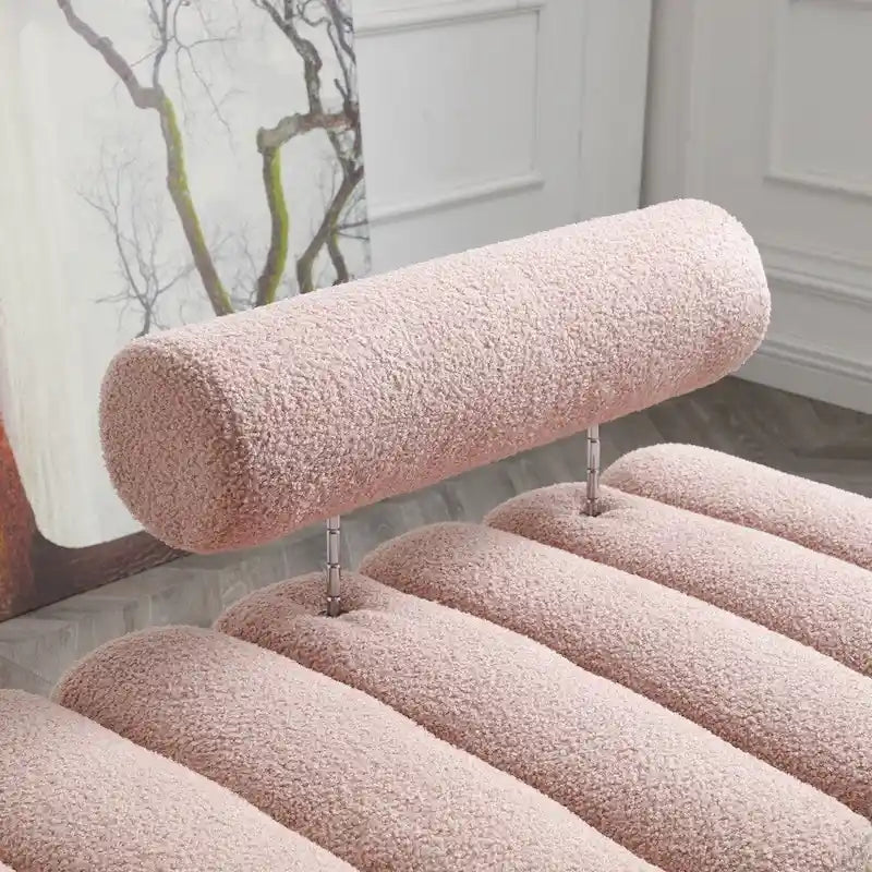 Banc rembourré en fausse fourrure avec dossier réglable, une place — Marron / Bleu clair / Noir / Rose / Beige