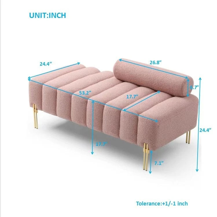 Banc rembourré en fausse fourrure avec dossier réglable, une place — Marron / Bleu clair / Noir / Rose / Beige