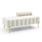 Banc rembourré en fausse fourrure avec dossier réglable, une place — Marron / Bleu clair / Noir / Rose / Beige