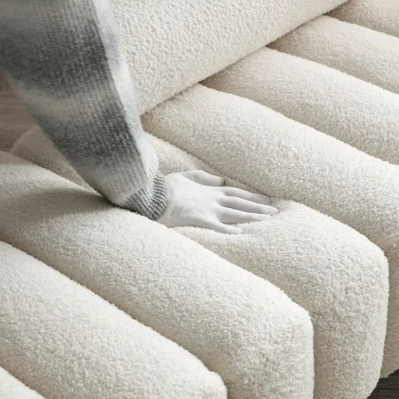 Banc rembourré en fausse fourrure avec dossier réglable, une place — Marron / Bleu clair / Noir / Rose / Beige