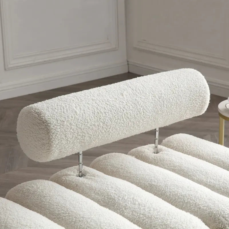 Banc rembourré en fausse fourrure avec dossier réglable, une place — Marron / Bleu clair / Noir / Rose / Beige