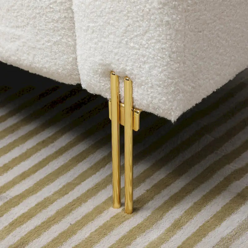 Banc rembourré en fausse fourrure avec dossier réglable, une place — Marron / Bleu clair / Noir / Rose / Beige