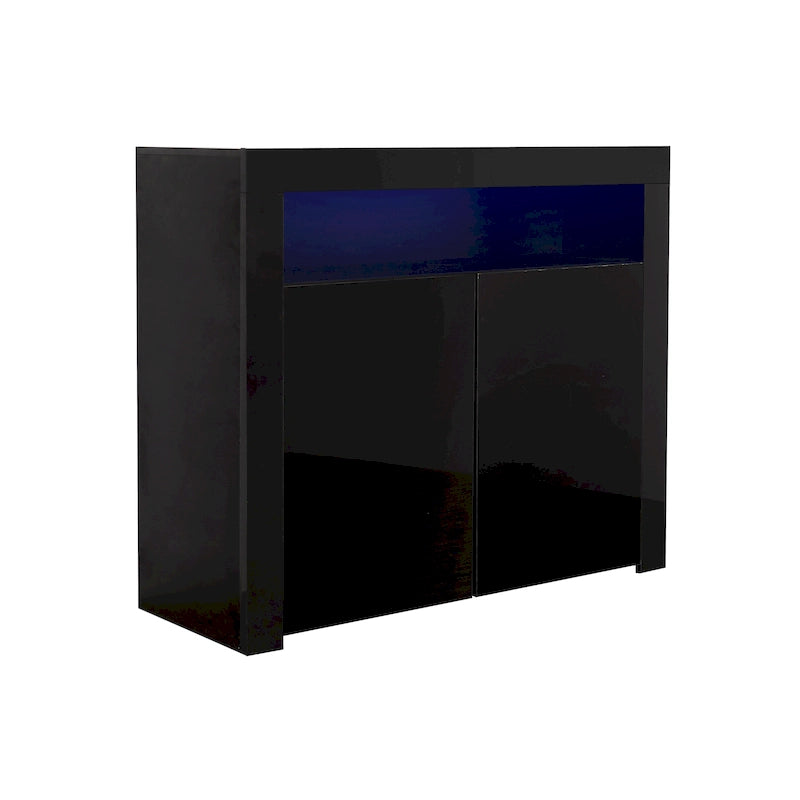 Armoire de rangement à LED 2 portes noir/blanc pour 1 à 2 personnes
