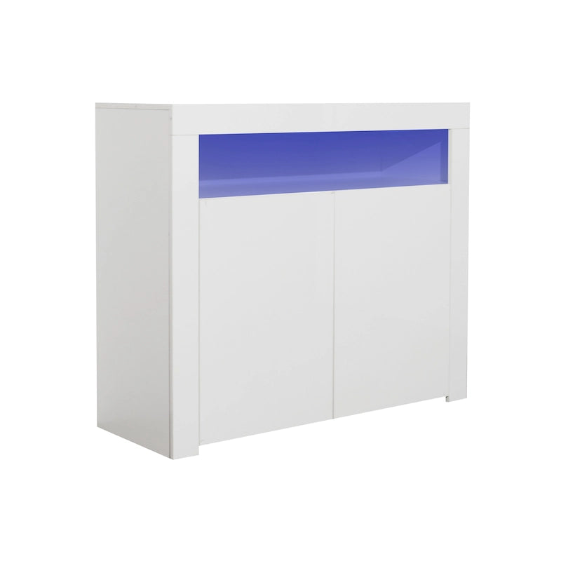 Armoire de rangement à LED 2 portes noir/blanc pour 1 à 2 personnes