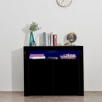 Armoire de rangement à LED 2 portes noir/blanc pour 1 à 2 personnes