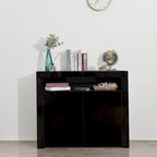 Armoire de rangement à LED 2 portes noir/blanc pour 1 à 2 personnes