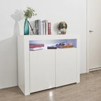 Armoire de rangement à LED 2 portes noir/blanc pour 1 à 2 personnes