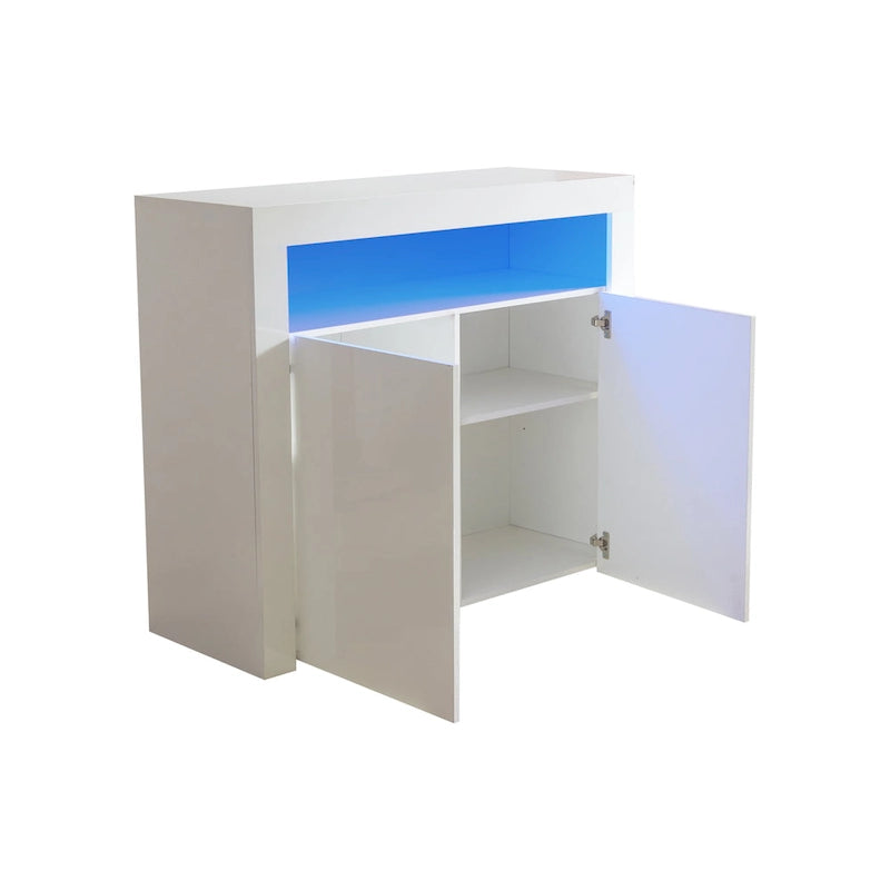 Armoire de rangement à LED 2 portes noir/blanc pour 1 à 2 personnes