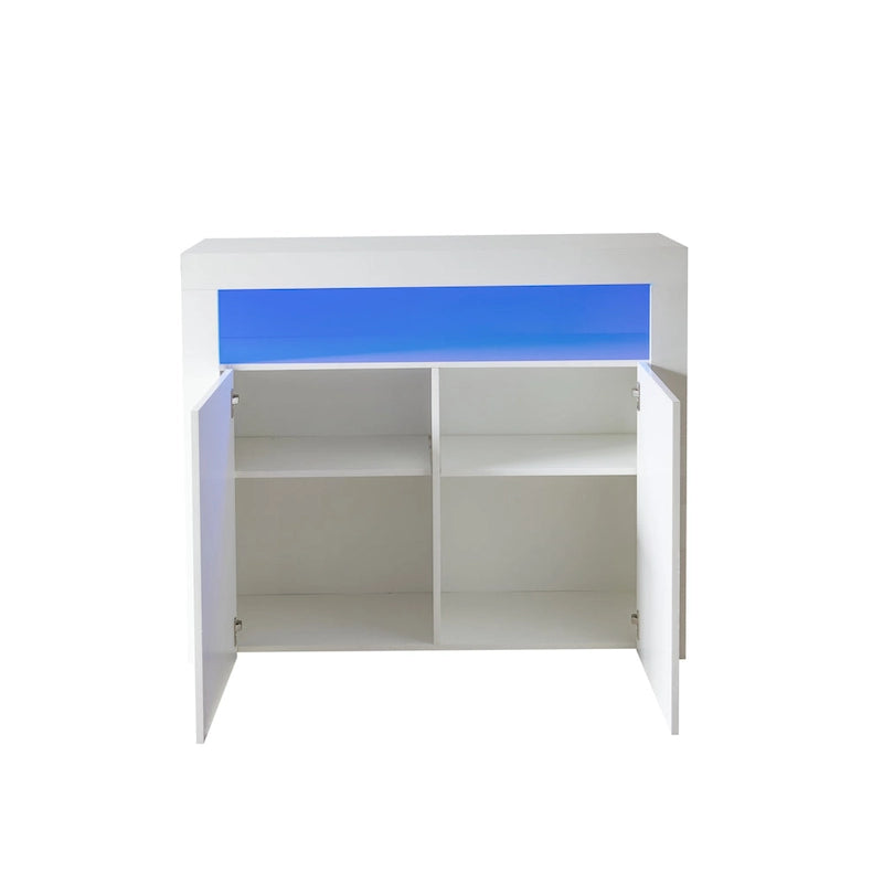 Armoire de rangement à LED 2 portes noir/blanc pour 1 à 2 personnes