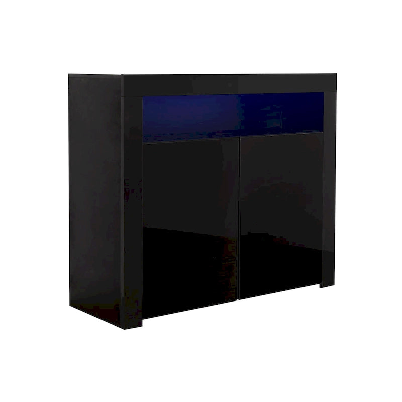 Armoire de rangement à LED 2 portes noir/blanc pour 1 à 2 personnes