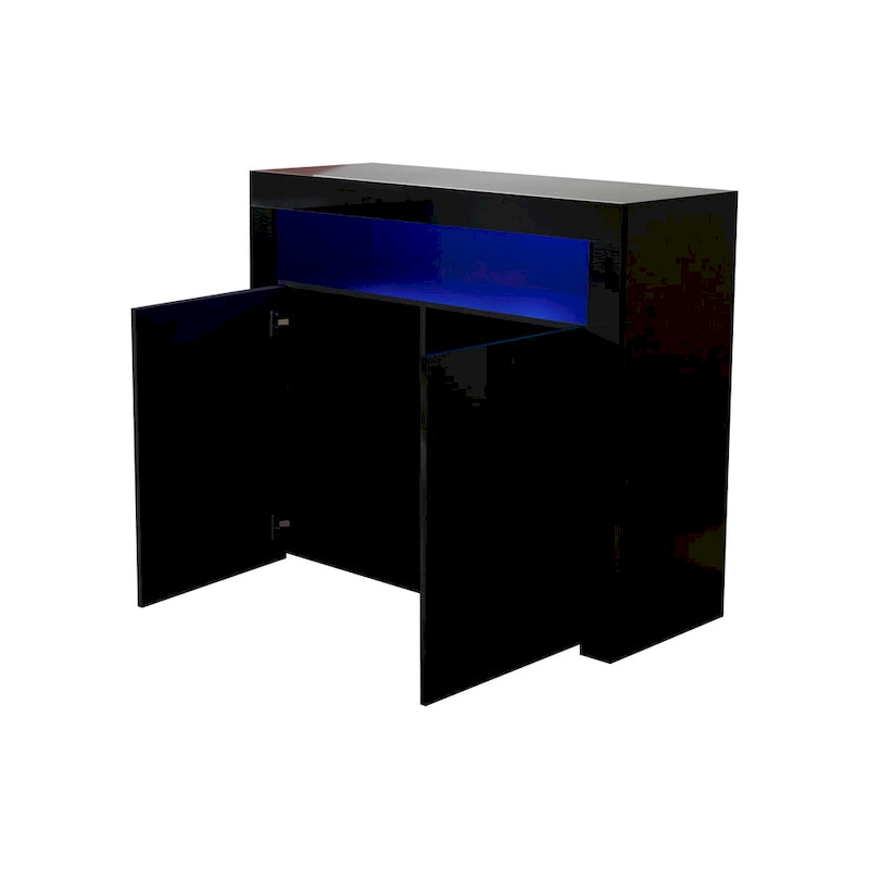 Armoire de rangement à LED 2 portes noir/blanc pour 1 à 2 personnes