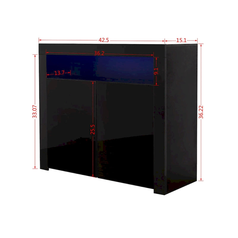 Armoire de rangement à LED 2 portes noir/blanc pour 1 à 2 personnes
