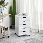Meuble de rangement roulant à 5 tiroirs avec roulettes Noir/Brun/Blanc — 1 unité