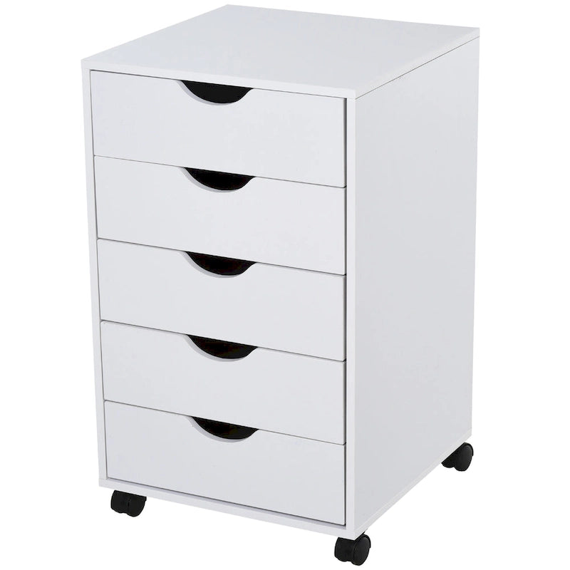 Meuble de rangement roulant à 5 tiroirs avec roulettes Noir/Brun/Blanc — 1 unité