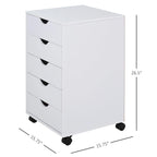 Meuble de rangement roulant à 5 tiroirs avec roulettes Noir/Brun/Blanc — 1 unité