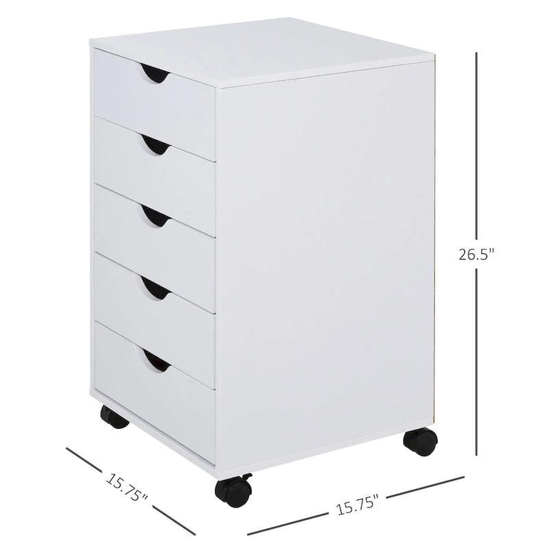 Meuble de rangement roulant à 5 tiroirs avec roulettes Noir/Brun/Blanc — 1 unité