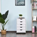 Meuble de rangement roulant à 5 tiroirs avec roulettes Noir/Brun/Blanc — 1 unité