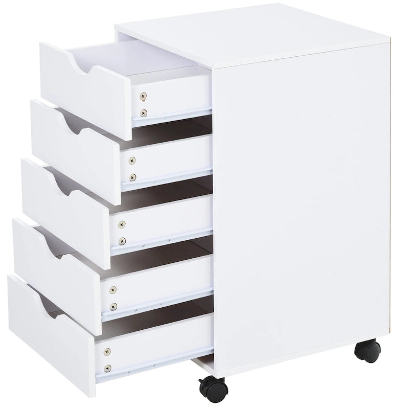 Meuble de rangement roulant à 5 tiroirs avec roulettes Noir/Brun/Blanc — 1 unité