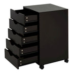Meuble de rangement roulant à 5 tiroirs avec roulettes Noir/Brun/Blanc — 1 unité