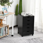 Meuble de rangement roulant à 5 tiroirs avec roulettes Noir/Brun/Blanc — 1 unité