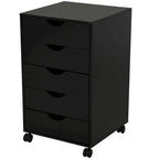Meuble de rangement roulant à 5 tiroirs avec roulettes Noir/Brun/Blanc — 1 unité