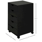 Meuble de rangement roulant à 5 tiroirs avec roulettes Noir/Brun/Blanc — 1 unité