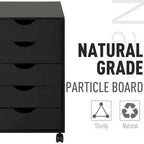 Meuble de rangement roulant à 5 tiroirs avec roulettes Noir/Brun/Blanc — 1 unité