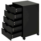 Meuble de rangement roulant à 5 tiroirs avec roulettes Noir/Brun/Blanc — 1 unité