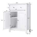 Meuble de rangement blanc autoportant avec tiroir et étagère réglable
