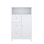 Meuble de rangement en bois à 1 étagère et 3 tiroirs, meuble de rangement pour salle de bain